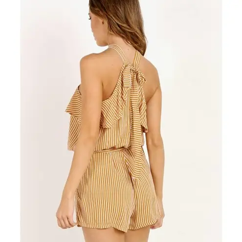 Faithfull the Brand  Gaia Orange Striped Romper