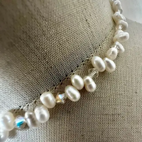 Freshwater Pearl & Crystal Choker with Sterling Silver Clasp