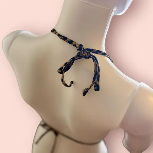 Cheetah Print, White & Gold Small Triangle Bikini Top​ Tan - Image 9