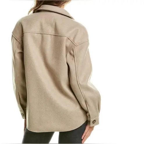 Avec Les Filles Boyfriend Shacket Oat Melange Small Khaki Tan Jacket Coat