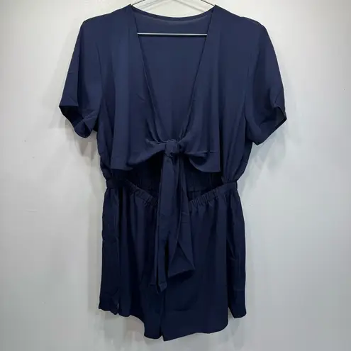 Sweaty Rocks Navy Blue Shorts Romper Front Tie Bare Midriff Lightweight Summer Size L