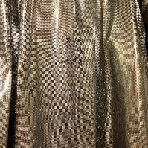 Vintage Metallic Silver Bomber Jacket with gold ribbon accents and shiny gold Size XL