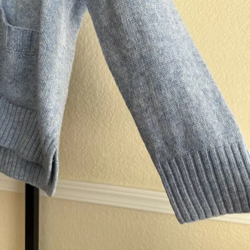 Ella Moss Oversized Soft Blue Knit Cardigan Sweater Button Pockets Minimalist Preppy Cozy