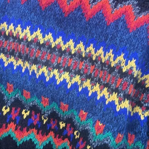 Vintage Lizwear Hand Knit Argyle Sweater Size M