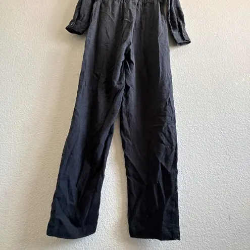 DÔEN Serre Zip Front Utility Silk Jumpsuit Black size XS