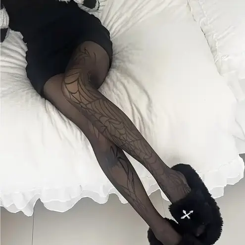 1 Pair of Women's Gothic Punk Spider Web Black Tights