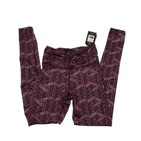 Zumba NWT Plum Purple Glitter Ruched Leggings New