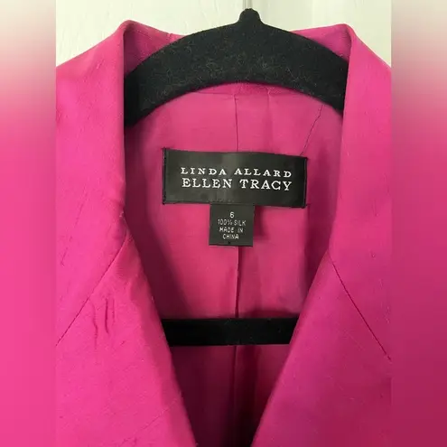 Ellen Tracy Vintage Magenta 100% Silk 2 Piece Suit Size 6