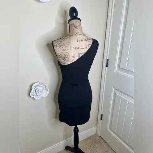 DO+BE NTM: One Shoulder Bodycon Cut Out w/ Metallic Chains Black Mini Dress Sz S