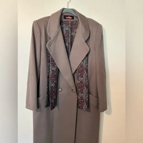 VINTAGE Alorna 100% Wool Coat with Scarf | Pockets | Fully Lined Paisley Print Brown Size undefined