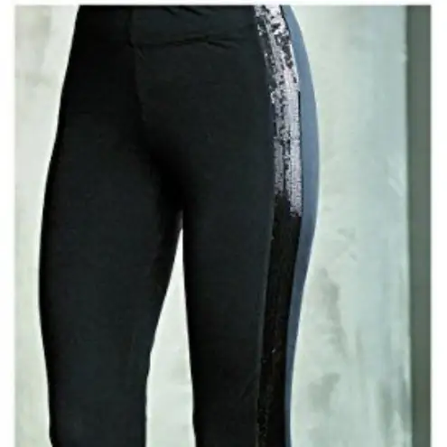 Mud Pie Tuxedo Stripe Leggings Black with Black Sequins Size S/M