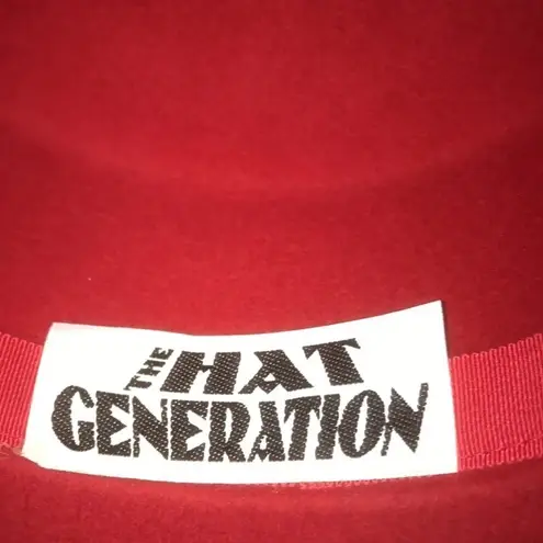 THE HAT GENERATION Red, Wide Black Band, Beautiful Feathers, Rhinestone Detail Red