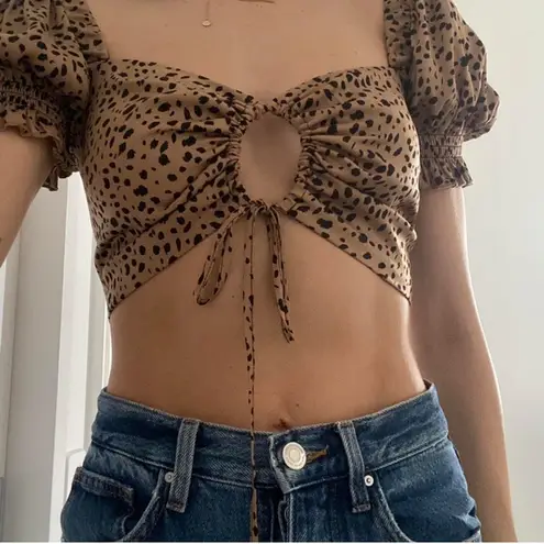 Glassons Leopard Print Puff Sleeve Top