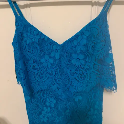 Guess Teal Blue Lace Bridesmaid Formal Maxi Dress