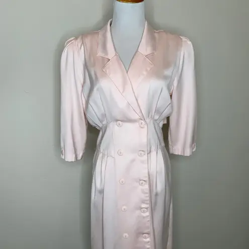 Vintage Pale Pink Double Breasted Coat Dress Sz Medium