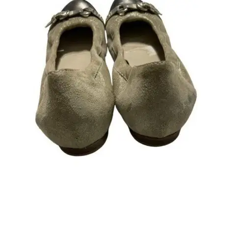 AGL Attilio Giusti Leombruni Ballet Flat Leather Cap Toe Buckle Gray Size 36