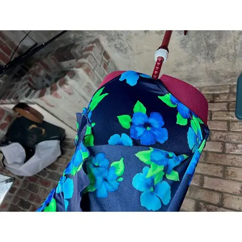 La cove swimsuit floral modesty panel skirtlet blue green Size 12