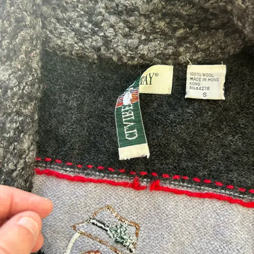 Vintage Claire Murray Christmas Vest Size Small Hong Kong Snowman 100% Wool Gray