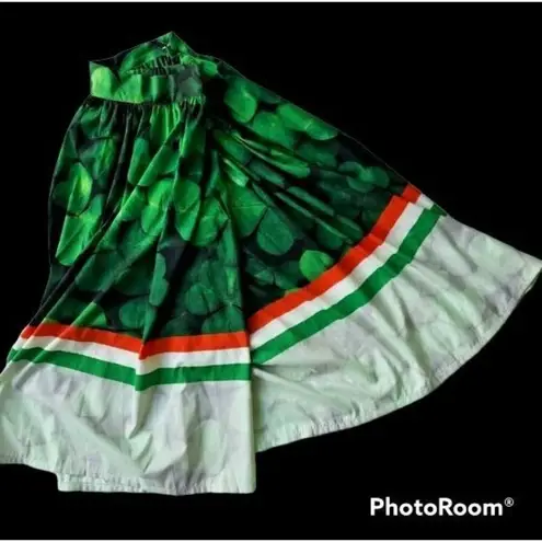 Vintage Shamrock Skirt Ireland Colors 30" Waist Flared Side Zip St Patr… Size undefined