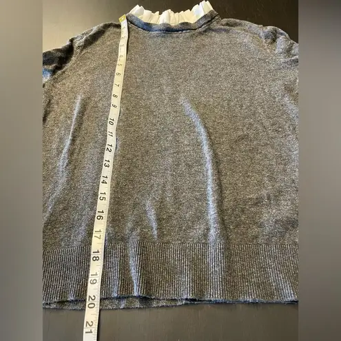 14th & Union Gray Sweater White Ruffle Collar and Cuffs Women’s Size S