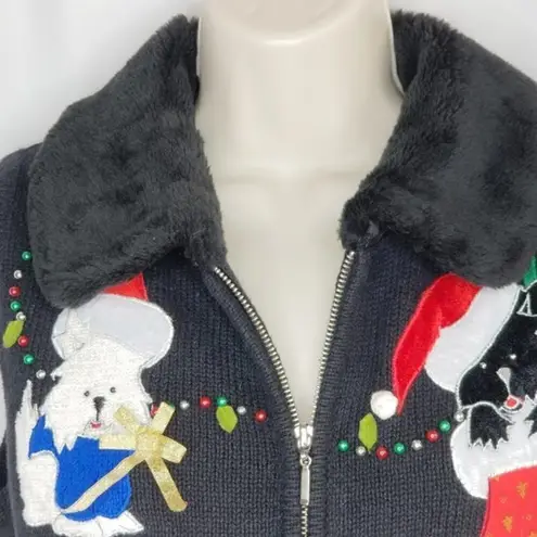 Studio Joy Puppies Dogs Ugly Christmas Sweater Vest Size S Black