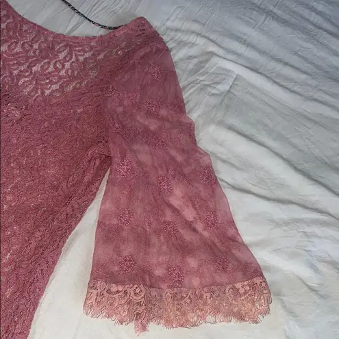 BKE Pink Flutter Sleeve Asymmetrical Blouse