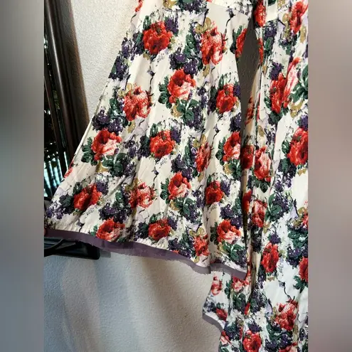 Kori America Floral Dress Bell Sleeves Size Small