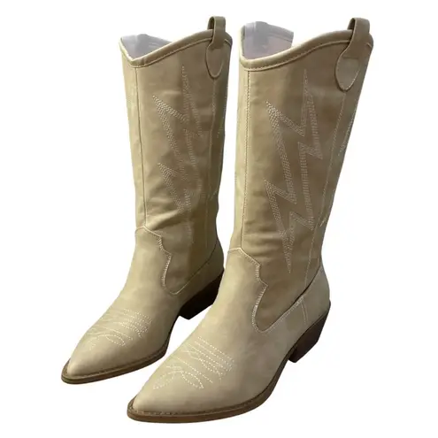 Dirty Laundry Josea Cowboy Boot Women's Size 8 Mid Calf Soft Shaft Cream New