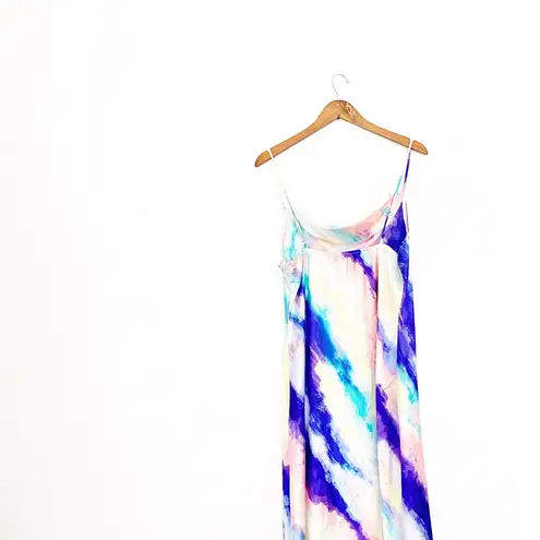 NWOT KENEDIK X Nordstrom Cowl Neck Tie Dye Midi Slip Dress Blue Size XL