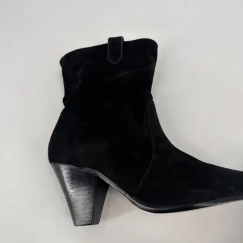 Schutz NWOB Mackie Women's Nubuck Leather Pointed Heeled Boots Black Size 9B