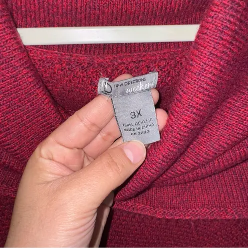 NEW DIRECTIONS WEEKEND Short Sleeve Cowl Neck Poncho Sweater, Womens 3X Red