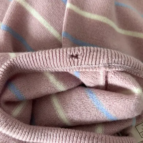 Edinburgh Woollen Mill Lambswool Striped Sweater Pink Blue Cream Size 38 Small