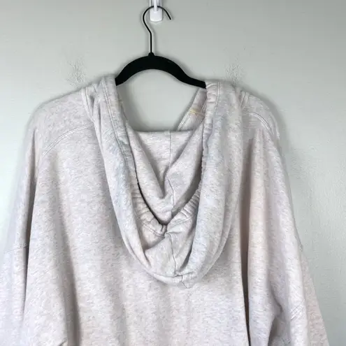 Aerie  Oversized V-neck Hoodie Sweatshirt Distressed Pink Heather Size Large