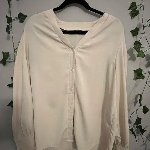 Amazon Elegant Cream Blouse Size XL Tan