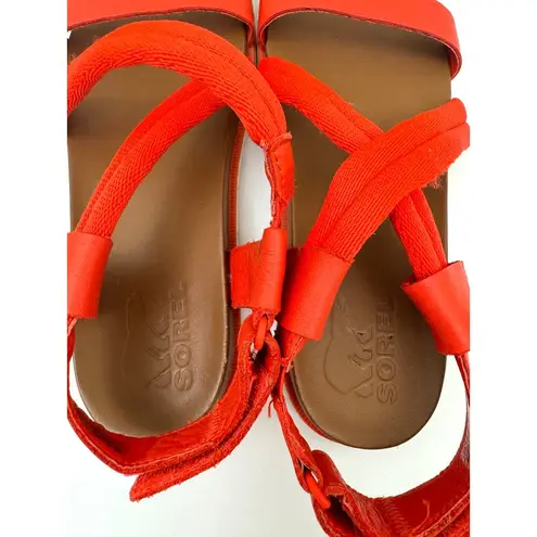 Sorel  Womens Roaming Deacon Sandals Size 8 Strappy Leather Red Orange