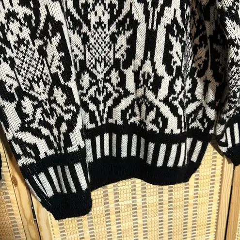 Jamie Scott Vintage 1990s Y2K Black White William Morris Pattern Cardigan Small