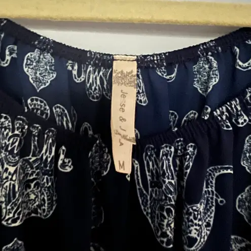 Jesse & J navy Blue White Elephant Romper Jumpsuit