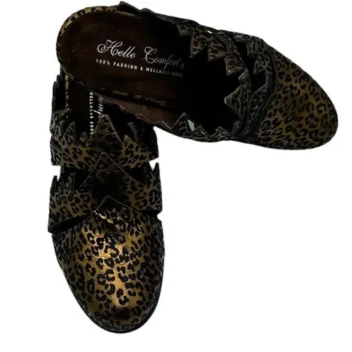 HELLE COMFORT Bronze Animal Print Slip on Shoes Size 6.5/7 Eu size 37 Brown