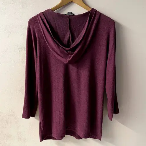 ByDesign Burgundy 3/4 Sleeve Gold Quarter Zip Hoodie EUC Size M Red Size M