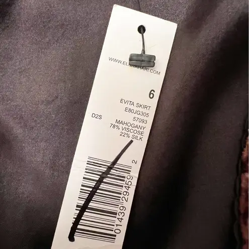 Elie Tahari Mahogany Evita Silk Blend Midi Skirt A-line NEW Lined Size 6 Mosaic