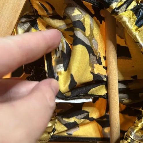 T Tahari Tahari Jewel Tone Watercolor Tie Dye Print Satin Halter Top Blouse Size Large