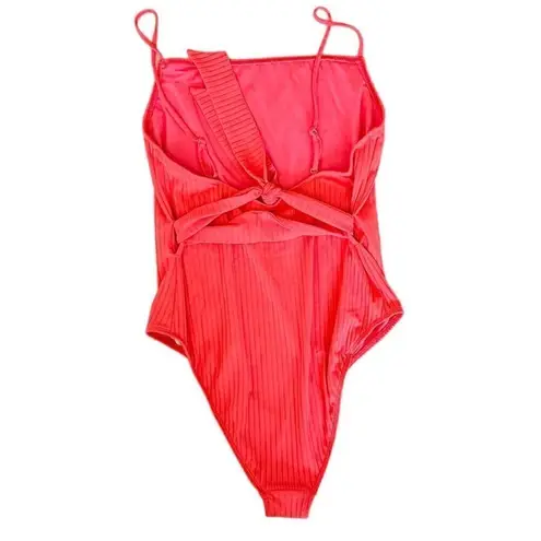 Topshop NWT  Ribbed Belted Coral One Piece Swimsuit