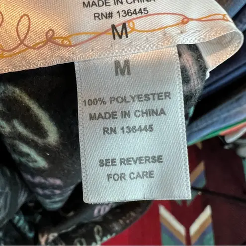 Goodnight Kiss Size Medium Fleece Sleep Pant Drawstring Stretch Waistband Black