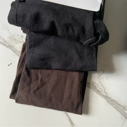Hue NWT expresso brown + black opaque control top tights size 4 L XL