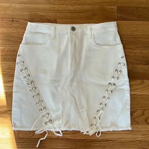 by the way. NWOT white jean skirt