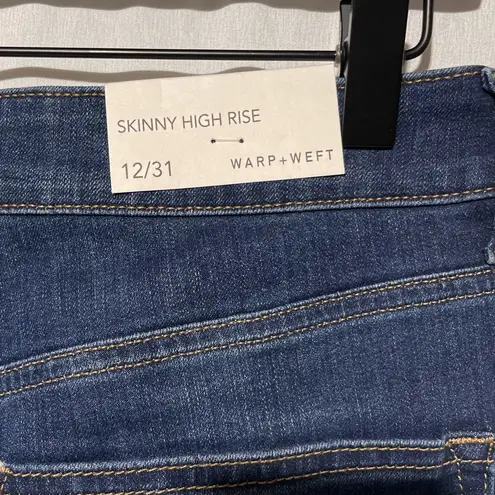New Warp + Weft High Rise Skinny Jeans Indigo Stretch Denim Size 12 / Size 31 Blue