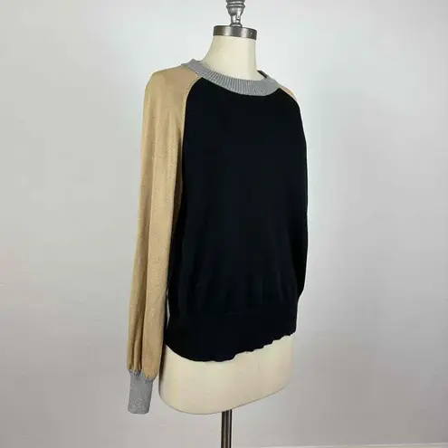 MONROW Black Tan Color Block Pullover Sweater Size XL