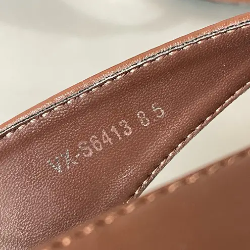 VIUGJNEX Women’s Brown Thong Heels – Size 8.5 – Square Toe Kitten Heel Sandals