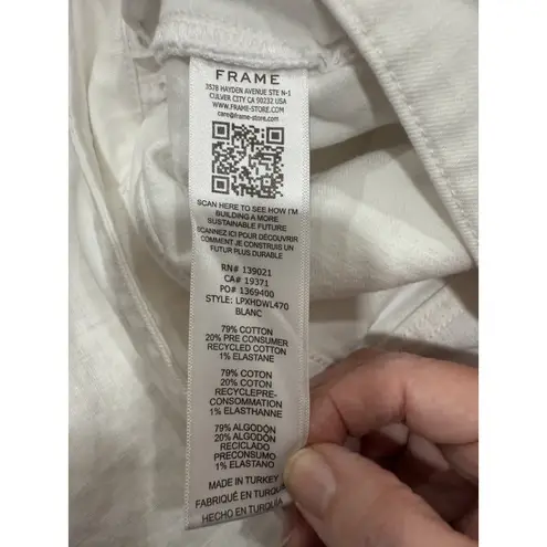 Frame  Le Pixie Hardy Wide Leg Pant High Rise Solid White Size 27