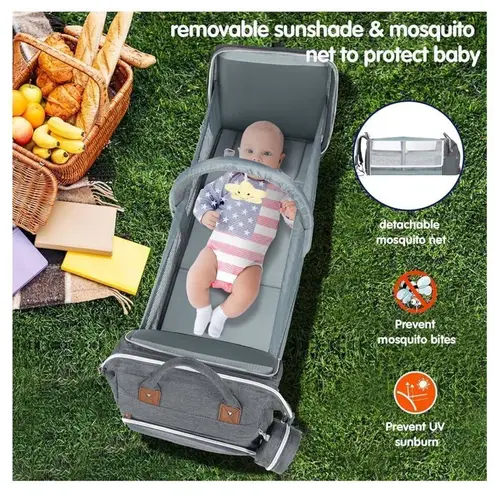 Diaper Bag Backpack Waterproof Large Capacity ChangingPad USB Charging Port NEW Gray